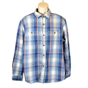 Old Navy Flannel Button Down Shirt Mens XL Twill Plaid Double Pocket Shacket